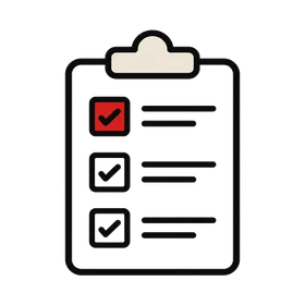 Illustration of a health questionnaire on a clipboard with checked boxes.